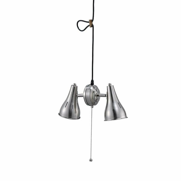 Cling 7 in. Dual Adjustable Metal Cone Pull String Pendant Ceiling, Brush Silver Nickel CL2629496